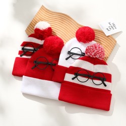( red  while + frame ) hat woolen christmas knitting christmas knitting hat ey..