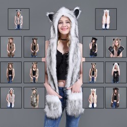 ( white)occidental style leather hat cartoon velvet velvet hat gloves three lo..
