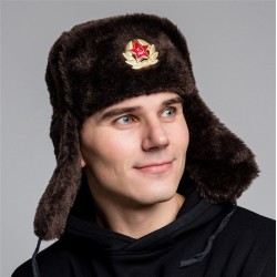 ( red) Outdoor thick man lady warm velvet leather hat