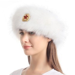 ( white)occidental style leather hat two fox woman velvet velvet warm velvet h..