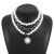 occidental style retro elegant Pearl necklace set  temperamentPU chain bow clavicle chain woman