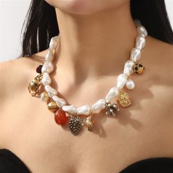 fashion more pendant necklace  occidental style insect love imitate Pearl beads clavicle chain