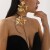 (E13251) exaggerating Metal big flowers earrings bangle woman samll long style black rope necklace