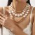 ( Gold) occidental style Round imitate Pearl necklace  temperament fashion geometry multilayer clavicle chain