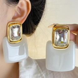 ( white) same style earrings occidental style tree resin exaggerating mirror M..