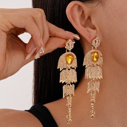  retro imitate Pearl diamond drop tassel silver earrings occidental style samll tem