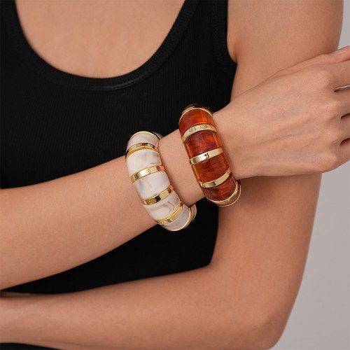 (coffeeg )occidental style retro Acrylic elasticity bangle personality exaggerating brief geometry temperament high wom