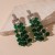 ( Silver needle  green crystal Tassels)occidental style diamond glass crystal tassel silver earrings personality exagge