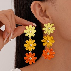  spring handmade weave flowers tassel silver earrings wind sweet temperament high Earring