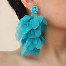 (E 1573 purple) handmade Cloth flowers tassel earrings woman  occidental style..