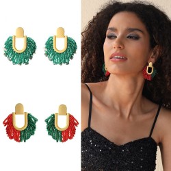 (E 1414 )original style Bohemian style beads tassel earrings  handmade beads c..