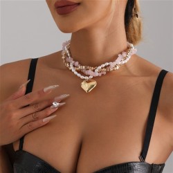 occidental style natural Pearl clavicle chain fashion love multilayer necklace w..