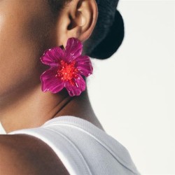 exaggerating personality trend fashion Acrylic transparent flowers ear stud   al..