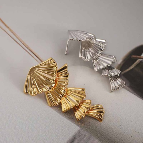 occidental style exaggerating earrings high gold silver leaf tassel earring fashion samll Earring
