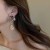 silver retro asymmetry diamond Cloth flowers earring occidental style fashion elegant temperament high earrings wo