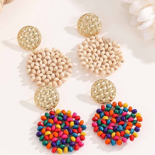 handmade beads color small fresh circle earrings  personality sweet earring