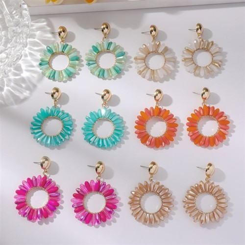 occidental style Earring color flowers crystal weave earrings samll high ear stud woman