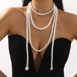 high brief multilayer twining necklace  temperament all-Purpose Pearl clavicle..