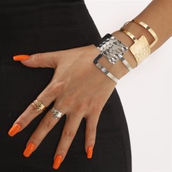 geometry hollow opening bangle ring Irregular splice brief banquet day set