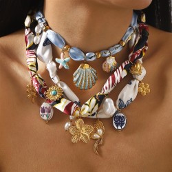 flowers ceramic pendant belt necklace temperament all-Purpose fresh samll stai..