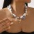 flowers ceramic pendant belt necklace temperament all-Purpose fresh samll stainless steel chain