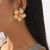 E retro windvintage gold flowers earrings  temperament Rhinestone ear stud high Earring woman