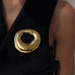 stainless steel retro Irregular geometry Round brooch creative personality Sui..