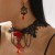 personality black rose lace necklace earrings  set
