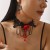 personality black rose lace necklace earrings  set