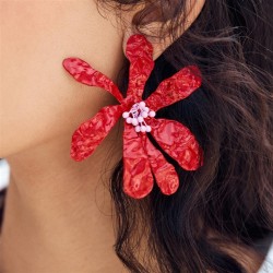 E  personality trend Alloy enamel exaggerating flowers ear stud  summer wind t..