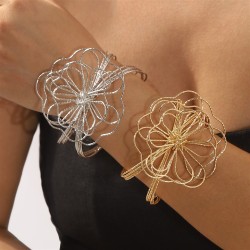 wind hollow Metal flowers multilayer weave opening bangle woman