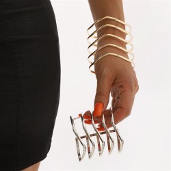 exaggerating Metal personalityV Stripe opening width surface bangle  fashion M..