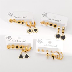 E stainless steel high ear stud set  brief creative geometry enamel day all-Pu..