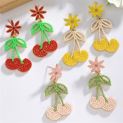 small fresh color cherry beads earrings brief day fashion fruits series earrin..