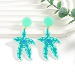 occidental style summer beach Acrylic starfish earrings blue fashion exaggerat..