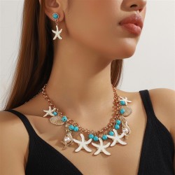 summer day beach starfish woman necklace earrings set Shells mixing more eleme..