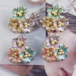 ins wind samll occidental style earrings geometry flowers ear stud woman Alloy..