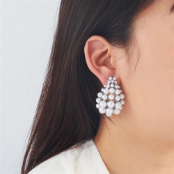 occidental style retro diamond multilayer earrings fashion imitate Pearl woman..