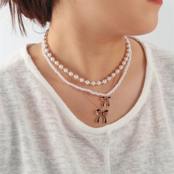 handmade establishment Alloy bow necklace earrings Bohemia beach summer