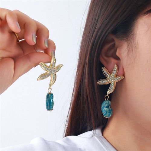 occidental style wind starfish summer beach wind earrings lady resin samll fashion Earring