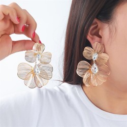 occidental style flowers hollow diamond multilayer highins wind earrings exagg..