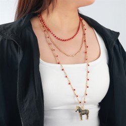 occidental style exaggerating multilayer beads weave chain long necklace Alloy..