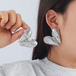 occidental style exaggerating textured samll love Metal high earrings temperam..