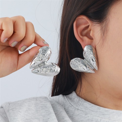 occidental style exaggerating textured samll love Metal high earrings temperament ear stud