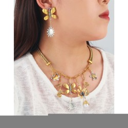 occidental style love butterfly petal starfish multilayer necklace earrings set ..