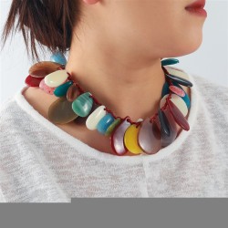 occidental style exaggerating resin plates handmade necklace summer beach color ..