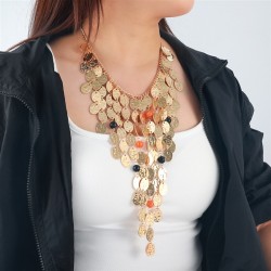 occidental style multilayer weave long style summer beach wind necklace woman sa..