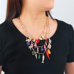 occidental style beach wind flowers love necklace multilayer personality woman