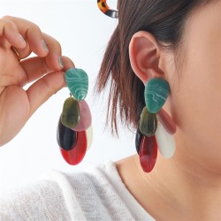 occidental style exaggerating geometry color resin earrings fashion temperamen..