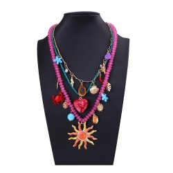 fashion high Alloy sun love pendant trend beach color beads necklace